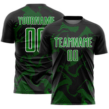 Laden Sie das Bild in den Galerie-Viewer, Custom Black Grass Green-White Curve Lines Sports Sublimation Soccer Uniform Jersey
