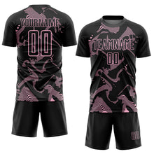 Laden Sie das Bild in den Galerie-Viewer, Custom Black Light Pink Curve Lines Sports Sublimation Soccer Uniform Jersey
