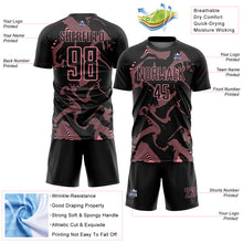 Laden Sie das Bild in den Galerie-Viewer, Custom Black Medium Pink Curve Lines Sports Sublimation Soccer Uniform Jersey
