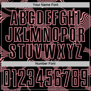 Custom Black Medium Pink Curve Lines Sports Sublimation Soccer Uniform Jersey