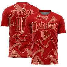 Laden Sie das Bild in den Galerie-Viewer, Custom Red Cream Curve Lines Sports Sublimation Soccer Uniform Jersey
