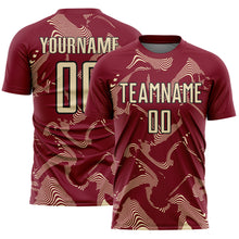 Laden Sie das Bild in den Galerie-Viewer, Custom Crimson Cream-Black Curve Lines Sports Sublimation Soccer Uniform Jersey
