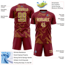 Laden Sie das Bild in den Galerie-Viewer, Custom Crimson Old Gold-White Curve Lines Sports Sublimation Soccer Uniform Jersey
