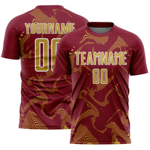 Laden Sie das Bild in den Galerie-Viewer, Custom Crimson Old Gold-White Curve Lines Sports Sublimation Soccer Uniform Jersey
