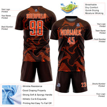 Laden Sie das Bild in den Galerie-Viewer, Custom Brown Orange-White Curve Lines Sports Sublimation Soccer Uniform Jersey
