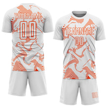 Laden Sie das Bild in den Galerie-Viewer, Custom White Orange Curve Lines Sports Sublimation Soccer Uniform Jersey
