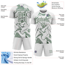 Laden Sie das Bild in den Galerie-Viewer, Custom White Green Curve Lines Sports Sublimation Soccer Uniform Jersey

