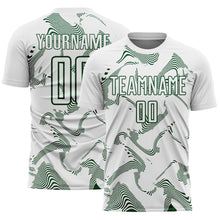 Laden Sie das Bild in den Galerie-Viewer, Custom White Green Curve Lines Sports Sublimation Soccer Uniform Jersey
