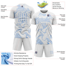 Laden Sie das Bild in den Galerie-Viewer, Custom White Light Blue Curve Lines Sports Sublimation Soccer Uniform Jersey
