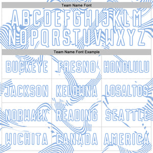 Custom White Light Blue Curve Lines Sports Sublimation Soccer Uniform Jersey
