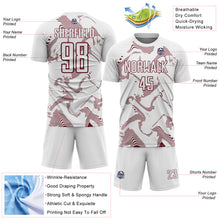 Laden Sie das Bild in den Galerie-Viewer, Custom White Burgundy Curve Lines Sports Sublimation Soccer Uniform Jersey
