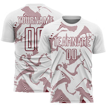 Laden Sie das Bild in den Galerie-Viewer, Custom White Burgundy Curve Lines Sports Sublimation Soccer Uniform Jersey
