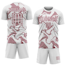 Laden Sie das Bild in den Galerie-Viewer, Custom White Crimson Curve Lines Sports Sublimation Soccer Uniform Jersey
