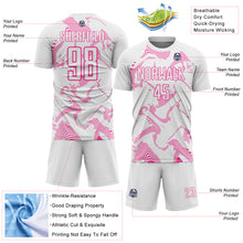 Laden Sie das Bild in den Galerie-Viewer, Custom White Pink Curve Lines Sports Sublimation Soccer Uniform Jersey
