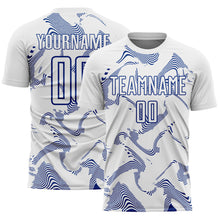 Laden Sie das Bild in den Galerie-Viewer, Custom White Royal Curve Lines Sports Sublimation Soccer Uniform Jersey
