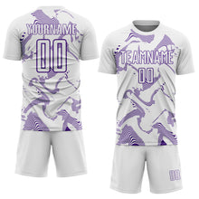 Laden Sie das Bild in den Galerie-Viewer, Custom White Purple Curve Lines Sports Sublimation Soccer Uniform Jersey
