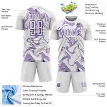 Laden Sie das Bild in den Galerie-Viewer, Custom White Purple Curve Lines Sports Sublimation Soccer Uniform Jersey
