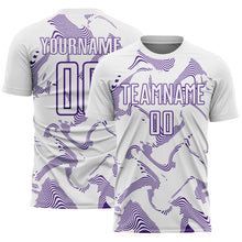 Laden Sie das Bild in den Galerie-Viewer, Custom White Purple Curve Lines Sports Sublimation Soccer Uniform Jersey

