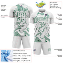 Laden Sie das Bild in den Galerie-Viewer, Custom White Kelly Green Curve Lines Sports Sublimation Soccer Uniform Jersey
