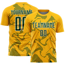 Laden Sie das Bild in den Galerie-Viewer, Custom Gold Green-White Curve Lines Sports Sublimation Soccer Uniform Jersey
