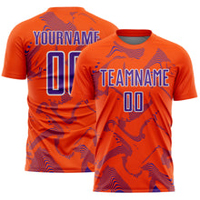Laden Sie das Bild in den Galerie-Viewer, Custom Orange Purple-White Curve Lines Sports Sublimation Soccer Uniform Jersey
