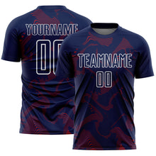Laden Sie das Bild in den Galerie-Viewer, Custom Navy Crimson-White Curve Lines Sports Sublimation Soccer Uniform Jersey
