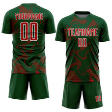 Laden Sie das Bild in den Galerie-Viewer, Custom Green Red-White Curve Lines Sports Sublimation Soccer Uniform Jersey
