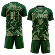 Laden Sie das Bild in den Galerie-Viewer, Custom Green Cream Curve Lines Sports Sublimation Soccer Uniform Jersey
