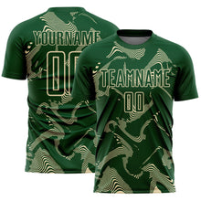 Laden Sie das Bild in den Galerie-Viewer, Custom Green Cream Curve Lines Sports Sublimation Soccer Uniform Jersey
