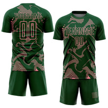 Laden Sie das Bild in den Galerie-Viewer, Custom Green Medium Pink Curve Lines Sports Sublimation Soccer Uniform Jersey
