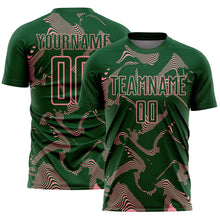 Laden Sie das Bild in den Galerie-Viewer, Custom Green Medium Pink Curve Lines Sports Sublimation Soccer Uniform Jersey
