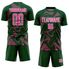Laden Sie das Bild in den Galerie-Viewer, Custom Green Pink-White Curve Lines Sports Sublimation Soccer Uniform Jersey
