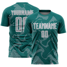 Laden Sie das Bild in den Galerie-Viewer, Custom Teal Gray-White Curve Lines Sports Sublimation Soccer Uniform Jersey

