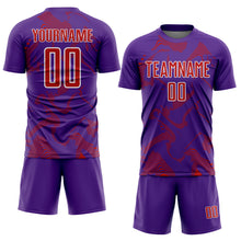 Laden Sie das Bild in den Galerie-Viewer, Custom Purple Red-White Curve Lines Sports Sublimation Soccer Uniform Jersey
