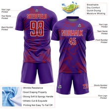 Laden Sie das Bild in den Galerie-Viewer, Custom Purple Red-White Curve Lines Sports Sublimation Soccer Uniform Jersey
