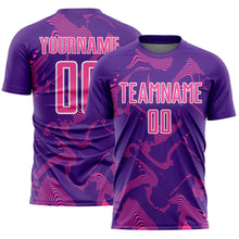 Laden Sie das Bild in den Galerie-Viewer, Custom Purple Pink-White Curve Lines Sports Sublimation Soccer Uniform Jersey
