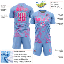 Laden Sie das Bild in den Galerie-Viewer, Custom Light Blue Red-White Curve Lines Sports Sublimation Soccer Uniform Jersey
