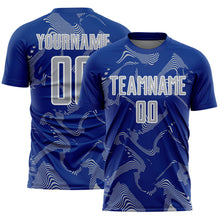 Laden Sie das Bild in den Galerie-Viewer, Custom Royal Gray-White Curve Lines Sports Sublimation Soccer Uniform Jersey
