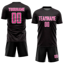 Загрузить изображение в средство просмотра галереи, Custom Black Pink-White Geometric Shape Sports Sublimation Soccer Uniform Jersey
