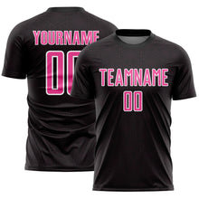 Загрузить изображение в средство просмотра галереи, Custom Black Pink-White Geometric Shape Sports Sublimation Soccer Uniform Jersey
