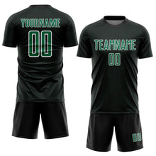 Загрузить изображение в средство просмотра галереи, Custom Black Kelly Green-White Geometric Shape Sports Sublimation Soccer Uniform Jersey
