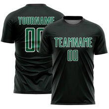 Загрузить изображение в средство просмотра галереи, Custom Black Kelly Green-White Geometric Shape Sports Sublimation Soccer Uniform Jersey
