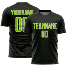 Загрузить изображение в средство просмотра галереи, Custom Black Neon Green-White Geometric Shape Sports Sublimation Soccer Uniform Jersey
