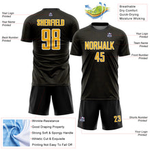 Загрузить изображение в средство просмотра галереи, Custom Black Gold-White Geometric Shape Sports Sublimation Soccer Uniform Jersey
