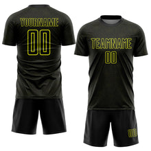 Загрузить изображение в средство просмотра галереи, Custom Black Neon Yellow Geometric Shape Sports Sublimation Soccer Uniform Jersey
