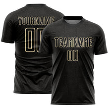 Загрузить изображение в средство просмотра галереи, Custom Black Cream Geometric Shape Sports Sublimation Soccer Uniform Jersey
