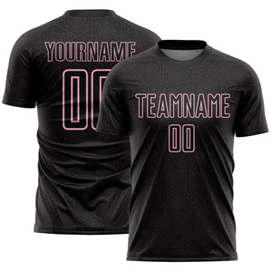 Custom Black Light Pink Geometric Shape Sports Sublimation Soccer Uniform Jersey