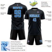 Load image into Gallery viewer, Custom Black Powder Blue-White Geometric Shape Sports Sublimation Soccer Uniform Jersey
