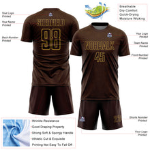Загрузить изображение в средство просмотра галереи, Custom Brown Old Gold Geometric Shape Sports Sublimation Soccer Uniform Jersey
