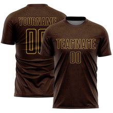 Загрузить изображение в средство просмотра галереи, Custom Brown Old Gold Geometric Shape Sports Sublimation Soccer Uniform Jersey
